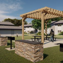 bbq area at Polaris at East Point apartments located in Atlanta, GA