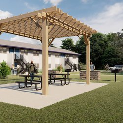 bbq area at Polaris at East Point apartments located in Atlanta, GA
