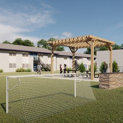 bbq area at Polaris at East Point apartments located in Atlanta, GA