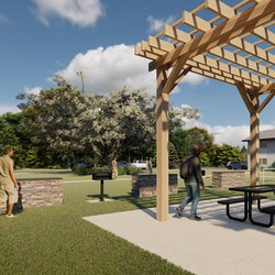 bbq area at Polaris at East Point apartments located in Atlanta, GA